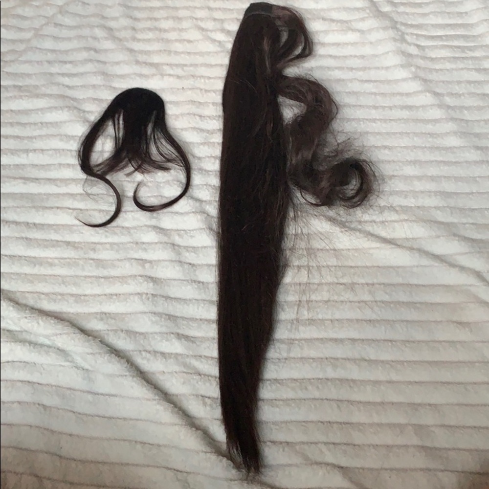 False pony tail extension with bangs